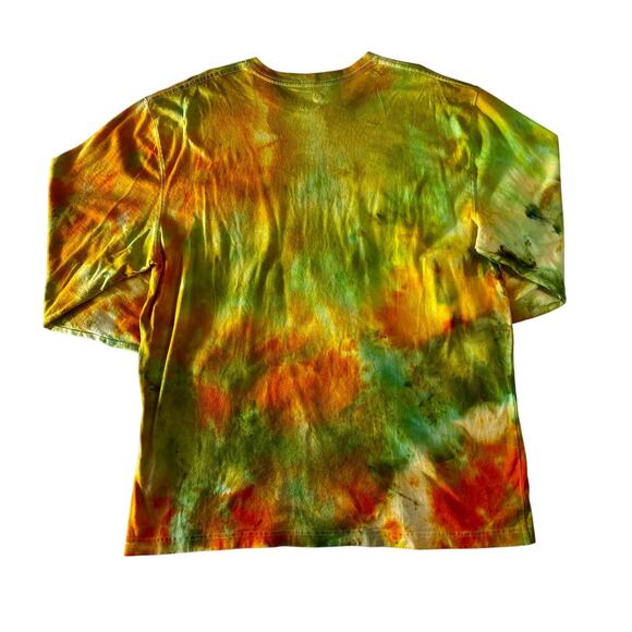 Ice Dyed Carhartt Long Sleeve T-Shirt Lime Green Orange Yellow Large L - Picture 7 of 11